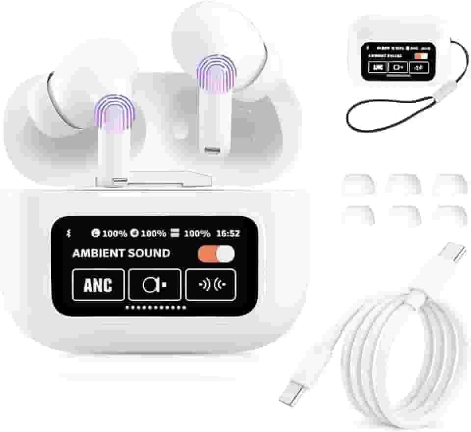 A9 Pro Touch Screen ANC Fones de ouvido sem fio TWS com cancelamento de ruído Bluetooth 5.3