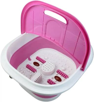 Hidromassageador de Pés Elétrico com Infravermelho Bolhas Aquecimento Automático Spa dos Pés 110v (Rosa)