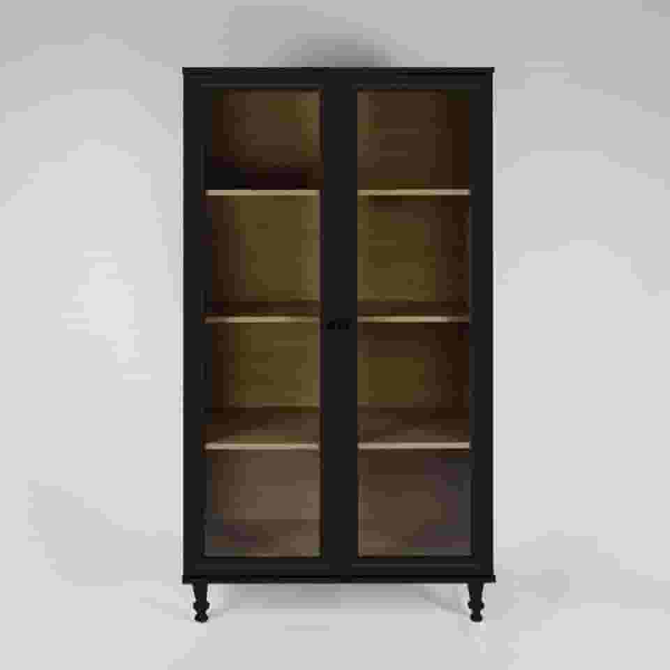 Estante Para Livros Ditália 2 Portas Vidro E-957 Cor:preto