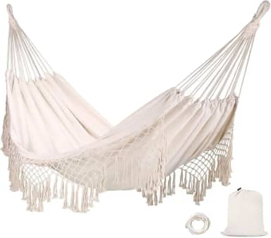 Rede de Descanso, Rede de Dormir Casal Reforçada, Ar Livre Rede em Algodão Confortável, 250 * 190mm