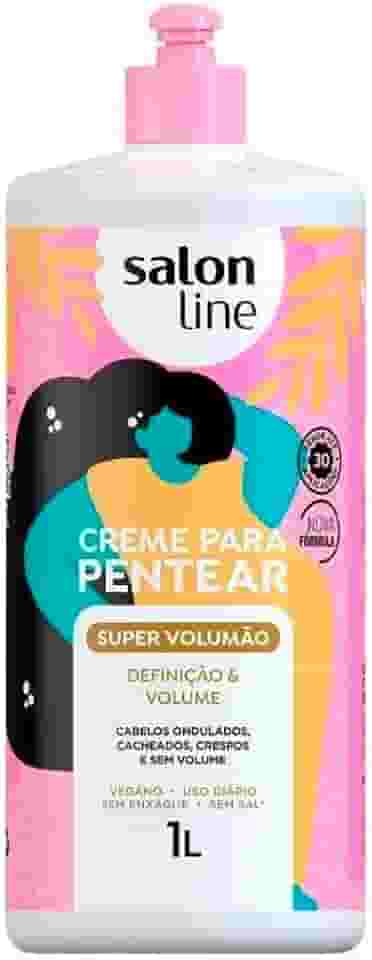 Salon Line, Creme de Pentear, Super Volumão, Definição e Volume, Vegano - Cabelos Cacheados e Crespos, 1 L