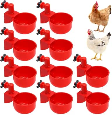 Bebedouros automáticos para galinha e aves, 0,65ml 10 unidades, Sistema de Copo (Nipple) Anti-Desperdício e Higiênico com capacidade para galinhas, pintinhos, patos, gansos, perus e coelhos aviario