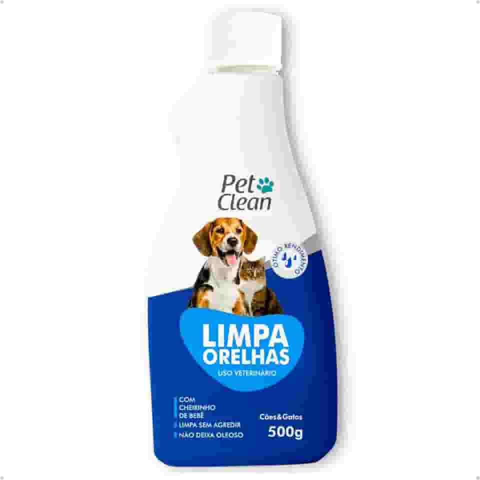 Limpador Orelhas 500g Limpa Ouvidos Ceras Cachorro e Gato Pet Clean Uso Veterinário