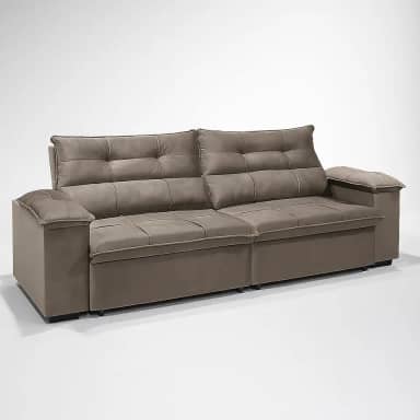 Sofá Aconchegante 4 Lugares Reclinável e Retrátil Bel Veludo LIMOV (Capuccino, 2,50m)