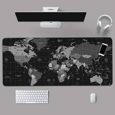 Mouse Pad Gamer Com Estampa Tema Mapa Mundi Extra Grande 90x40 cm com Bordas Costuradas e base Antiderrapante Desk Pad para Teclado Mouse Notebook PC