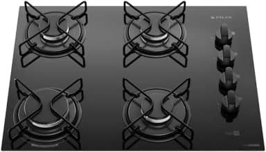 Cooktop 4 Bocas Preto Mesa de Vidro Atlas Agile Up Mega Chama Bivolt