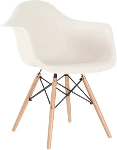 Loft7, Cadeira Charles Eames Eiffel DAW Com Braços e Pés de Madeira Clara, Polipropileno e Aço, Escritório, Sala de Estar e Sala de Jantar