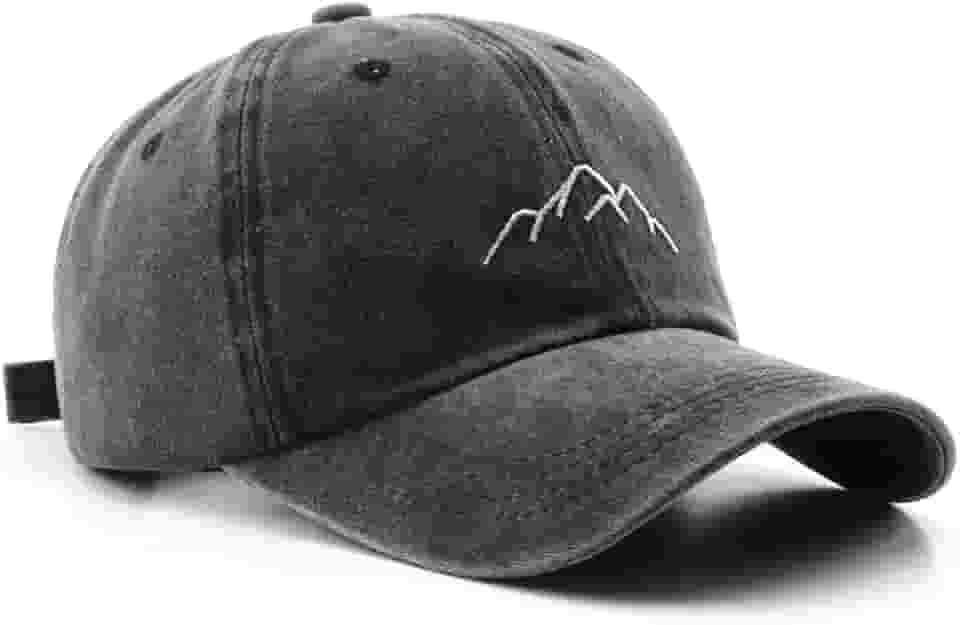 Boné de beisebol vintage masculino boné de papai retrô lavado boné esportivo de montanha para mulheres ajustável, Preto, Tamanho Único