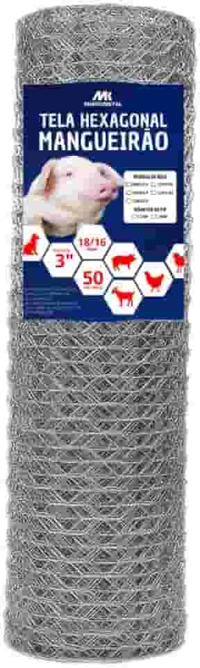 Tela Metálica Galinheiro Hexagonal Fio 18 0,80 m rolo com 50 metros Porco Carneiro - Makrometal
