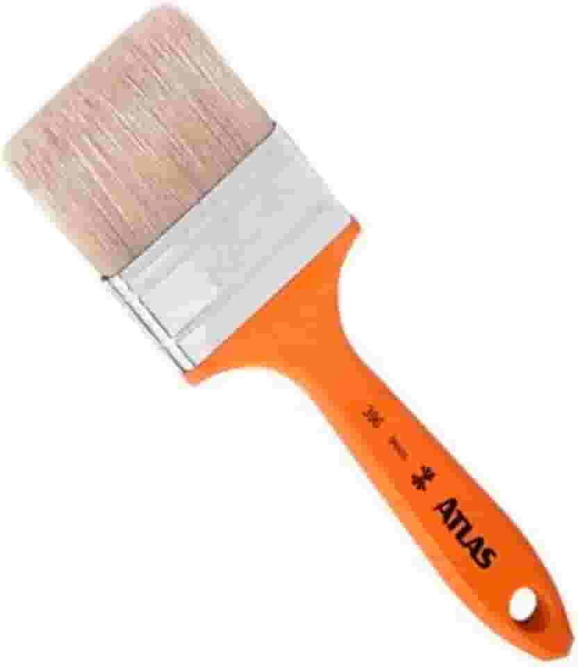 Atlas - Trincha Média de 1 1/2" com Cerdas Brancas Selecionadas para Pintura em Verniz e Stain.