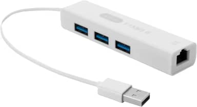 Hub USB A com 3 Portas e Adaptador de Rede Gigabit Knup, T133, 10/100 Mbps, Branco