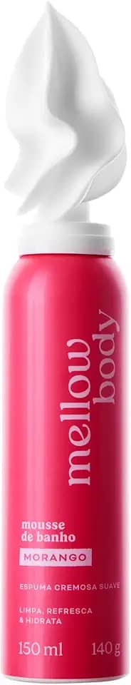 Mellow Mousse de Morango, Espuma de Banho, Hidrata e Limpa a Pele, Vegano e Cruelty-Free, 150ml