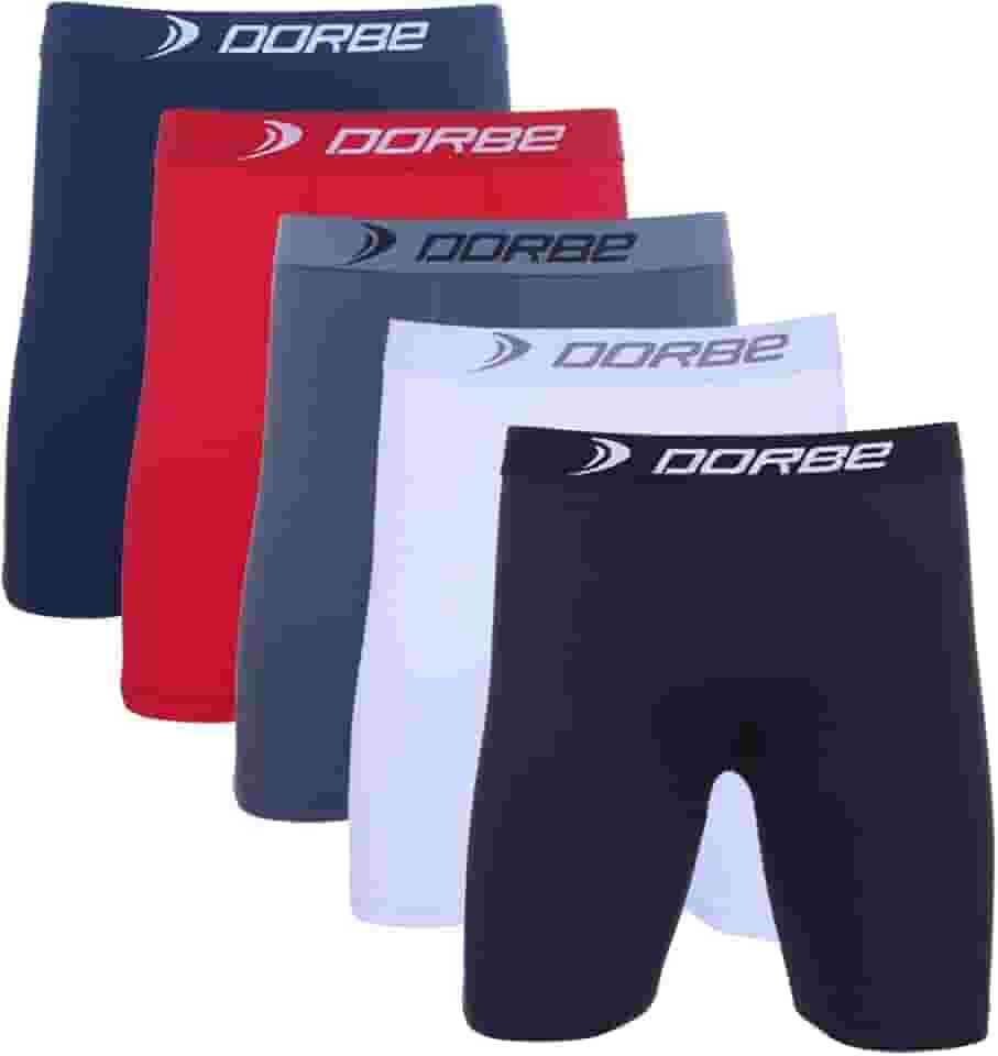Kit 5 Cuecas Long Leg Poliamida Dorbe Não Enrola Original Masculina Cueca Longa Microfibra Boxer Box Masculino Ciclista Adulto Comprida