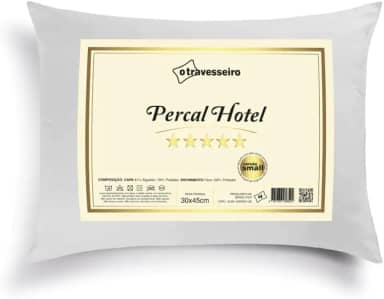 Travesseiro Infantil Percal Hotel 30x45cm, Toque Macio de Luxo, 100% Fibra de Poliéster Siliconada, Antialérgico, Lavável, Branco