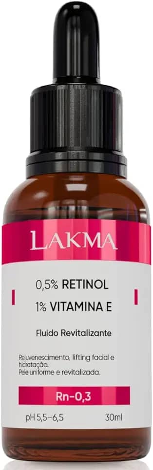 Serum Facial Lakma Retinol 0,5% + Vitamina E 1% Skincare Home Care Todos os Tipos de Pele Antirugas