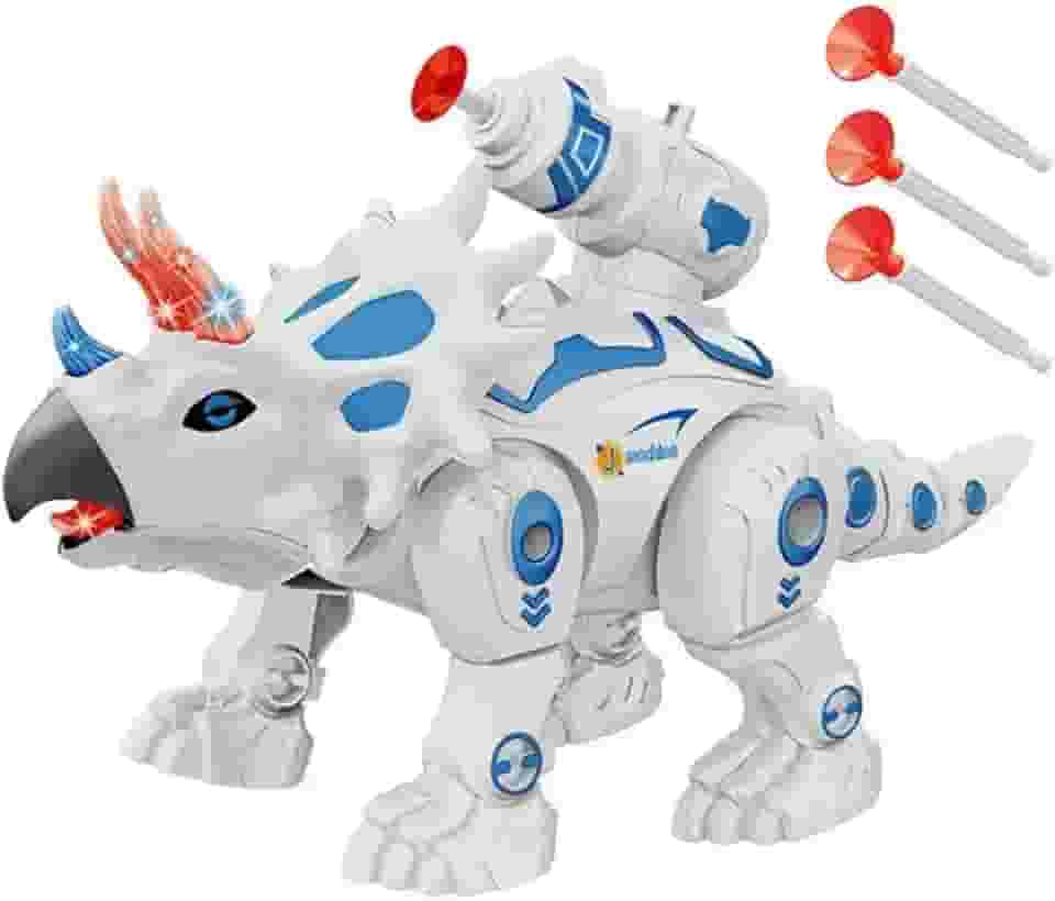 Dinossauro de Brinquedo Interativo com Lançador de Dardos, Som e Luz