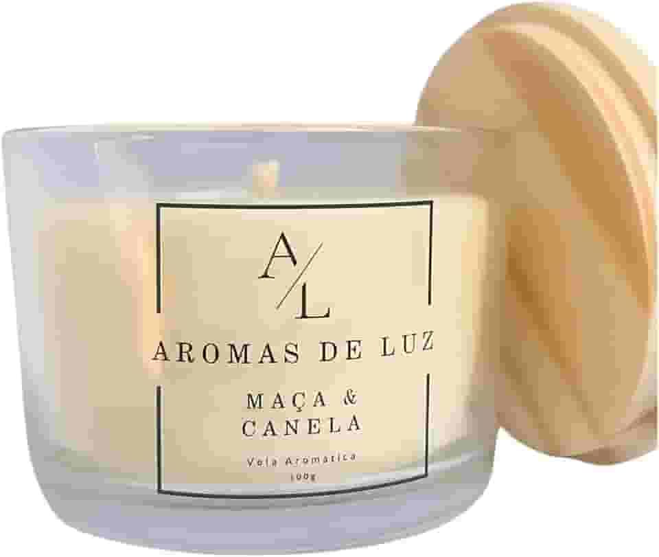 Vela Aromática Vegana de Coco, 100g, Copo de Vidro, Diversos Aromas (Maça e Canela)