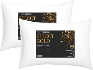 Kit 2 Travesseiros TRP Imports Select Gold 100% Algodão Antialérgico Fibra de Silicone
