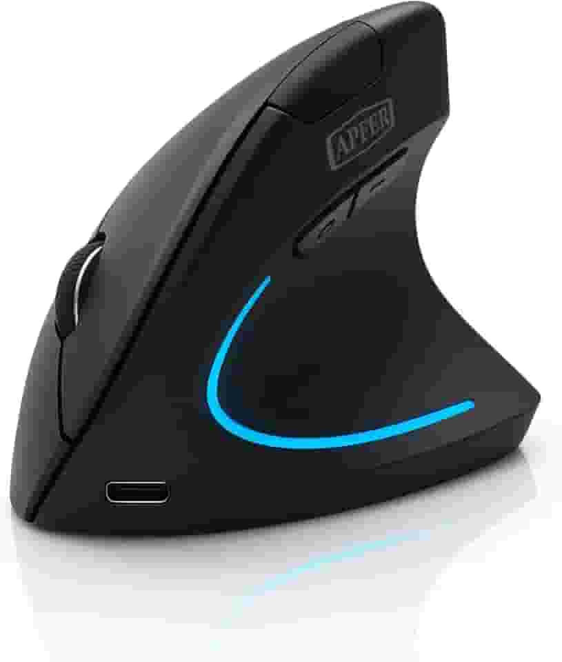 Mouse Vertical Ergonômico Sem Fio Recarregável – Reduz Tensão no Pulso, RGB, Cliques Silenciosos, DPI Ajustável, USB 2.4G – Compatível com Windows, Mac, Notebook (PRETO)