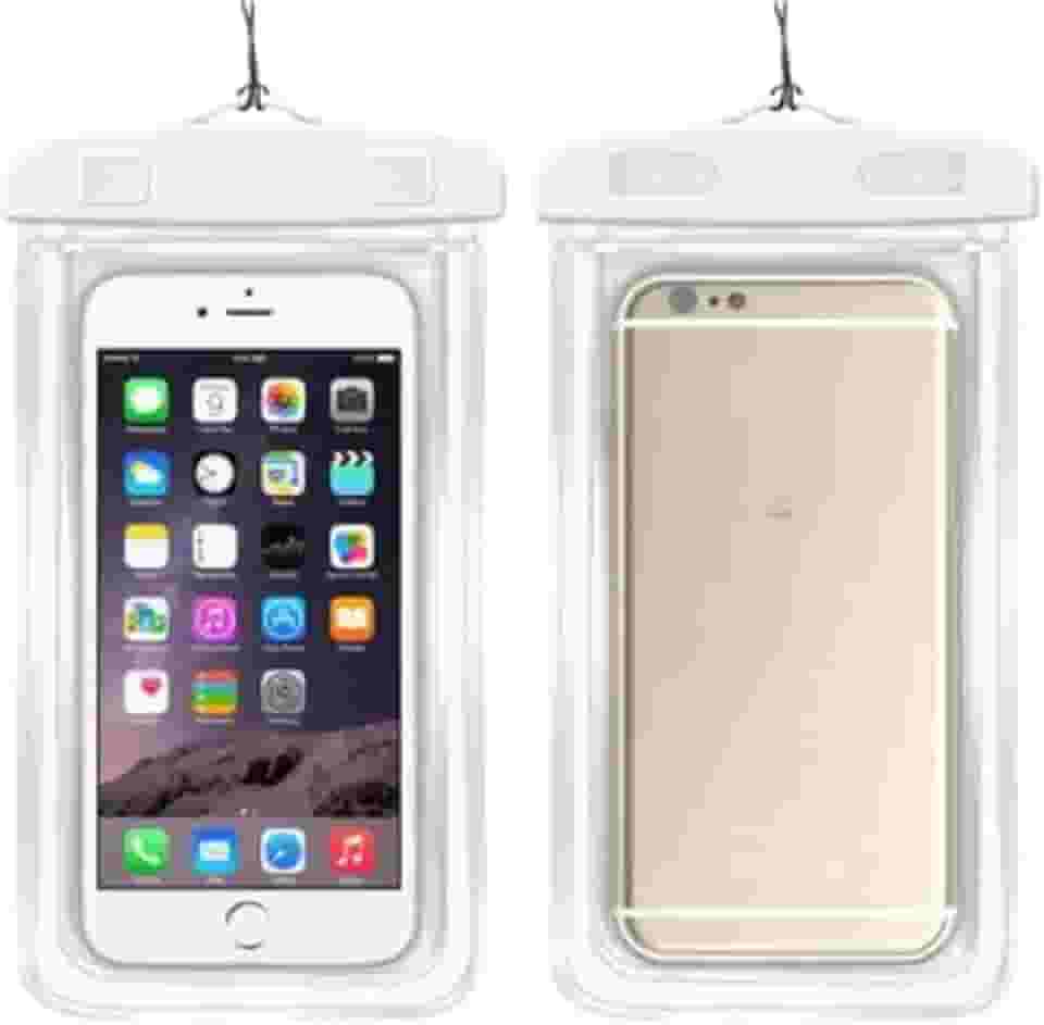 Capa Case Kit 2 Unidades A Prova D'água Impermeável para Celular Smartphone Capinha com Alça Universal Proteção 360º Completa Sensível ao Toque (Branco)