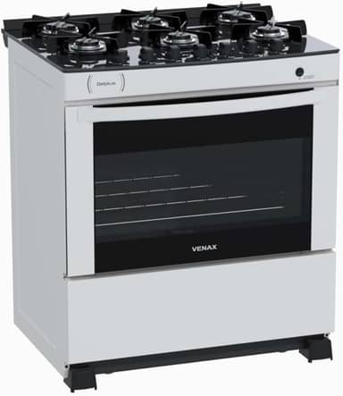 Fogao 6 Bocas Venax Delplus Vitreo Bl Branco Gas Glp