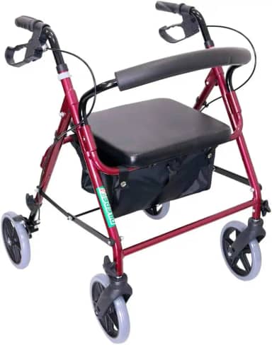 Andador de Alumínio Idoso com Assento, Rodas, Regulagem de Altura e Cesta - Dilepé