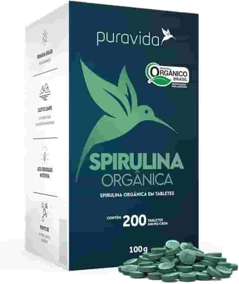 Puravida Spirulina Orgânica 200 tabletes