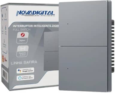 Interruptor Inteligente Zigbee Full Switch Sensação De Tecla Fisica Compativel com Alexa Google Home (2 Teclas)