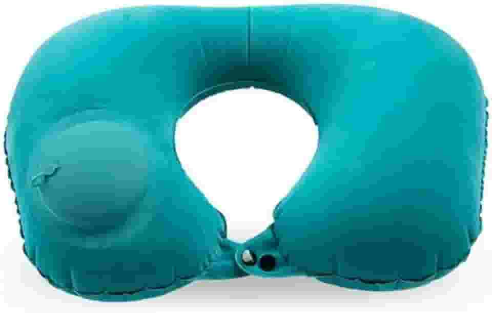 Almofada Inflável de Pescoço para Viagem, Travesseiro Portátil e Confortável para Avião, Carro e Relaxamento (Verde)