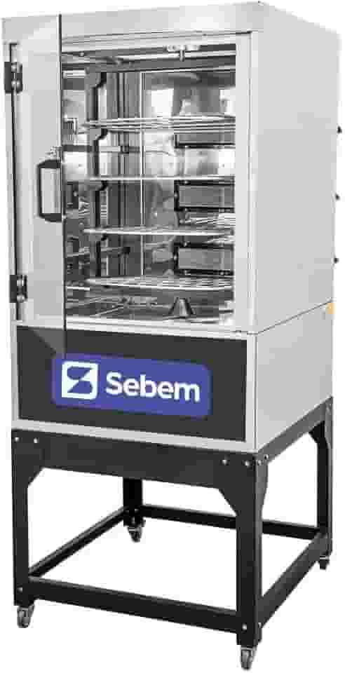 Máquina de Assar Assador Forno Rotativo a Gás para Carne 70kg ou 32 Frangos 4 Grelhas Giratório Sebem