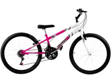 Bicicleta de Passeio Ultra Bikes Esporte Bicolor Rebaixada Aro 24 Reforçada Freio V-Brake,18 Marchas Feminina Rosa/Branco