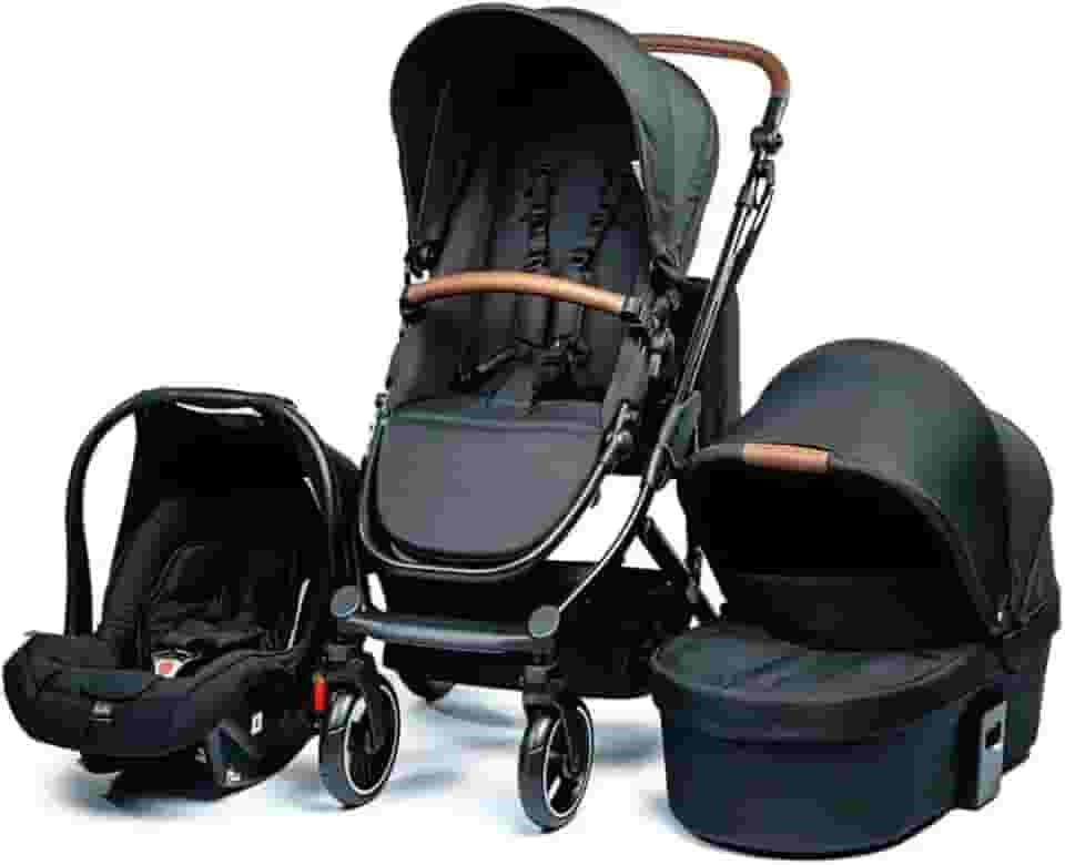 Combo Carrinho de Bebê Como 4 Linha Tradicional Ink + Moisés + Bebê Conforto + Adaptador + Bolsa Abc Design