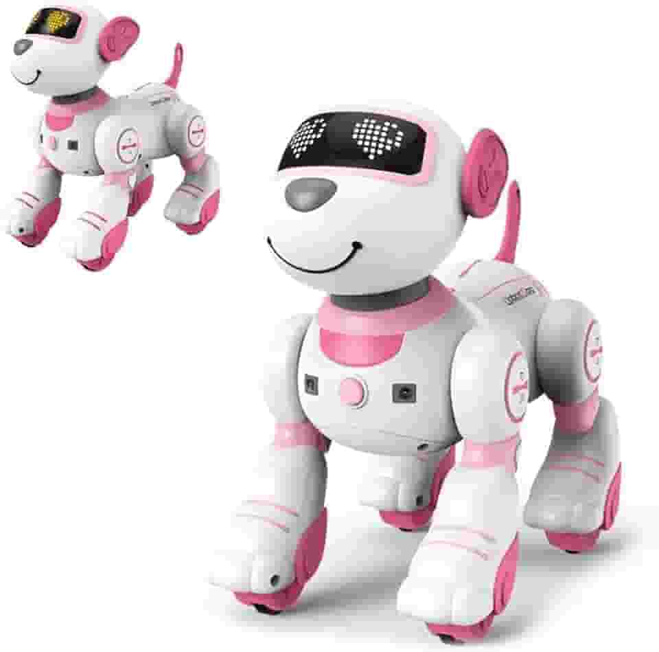 Cachorro Robô Inteligente, Smart Robot Dog, Cão Robô Dançarino Com Comando de Voz Programável, Sensível ao Toque e musical (Rosa)