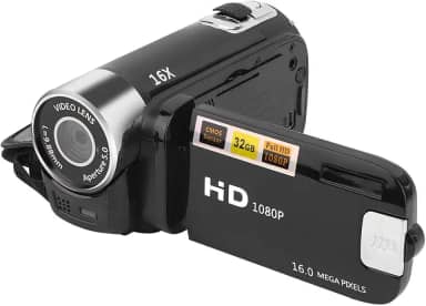Câmera de Vídeo Com Zoom Digital 16X, Tela LCD de 2,7 Polegadas Gravador de Câmera Digital de 16MP Câmera de Vlogging de 32 GB, Filmadora Handycam para Gravação de Vídeo HD para Ad