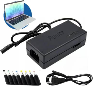 Carregador Universal Notebook, 9 Pinos Multi Conectores, 96W, USB-C, Compatível com Vários Modelos de Notebook e Monitores, Bivolt 110/220v
