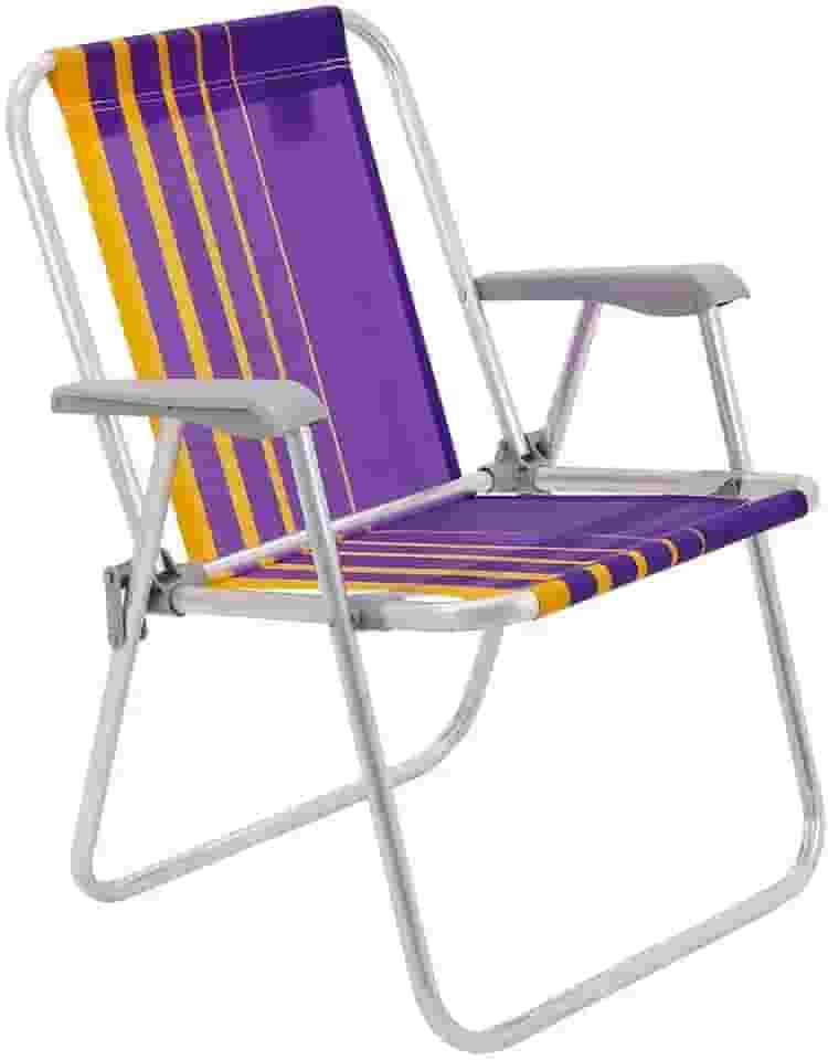 Cadeira de Praia Tramontina Samoa Alta em Alumínio com Assento Roxo e Amarelo