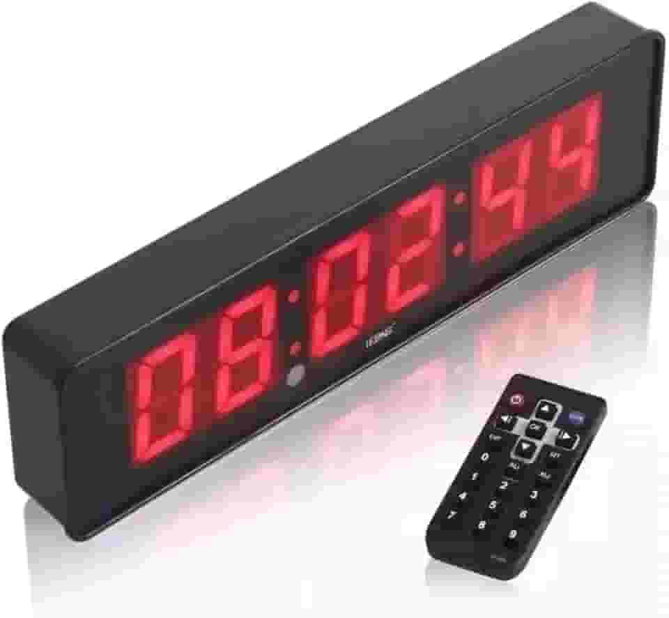 Relógio Cronômetro Digital LED com Controle Remoto – Display Grande 32cm para Academia, Treinos e Escritório