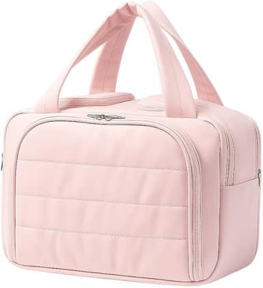 Necessaire Bolsa de Maquiagem Feminina Grande, bolso Impermeável com Múltiplos Compartimentos, Ideal para Viagens (Rosa)