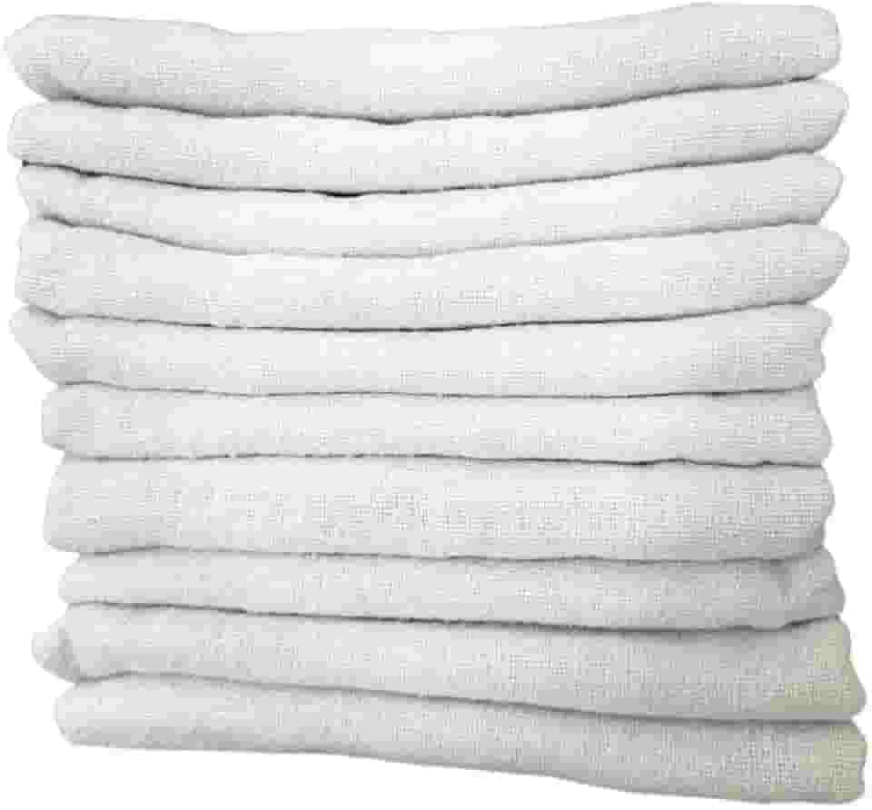 Kit 10 Pano de Chão Grande 100% Algodão - Alvejado, Boa Absorção, Ensacamento Duplo, Fácil de Lavar - Tamanhos 75x50 e 65x45 cm (MÉDIO (45X65))