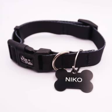 Coleira Ajustável Cachorro Yoo Pets e Plaquinha de Identificação Nome e Telefone PETS M (36 cm a 53 cm)