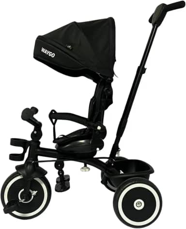 Triciclo Infantil Com Empurrador 2 em1 Waygo Preto Maxi Toys