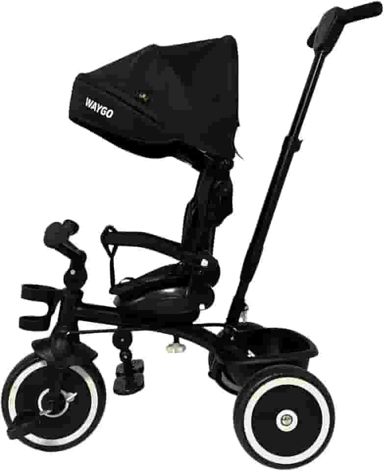 Triciclo Infantil Com Empurrador 2 em1 Waygo Preto Maxi Toys