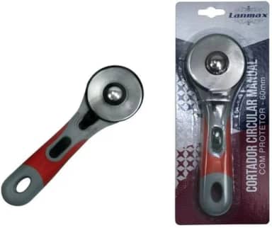 Cortador Circular Manual Tecidos Patchwork Scrapbook 60mm LM-60 Protetor Laranja Cinza Preto Ferramenta Indispensável Para Cortes Precisos E Seguros