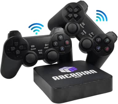 Game Retro Arcadian Box vários Consoles 2 Controles Joystick 128GB Arcade PS1 N64 Emulador Multijogos (2 controles sem fio)