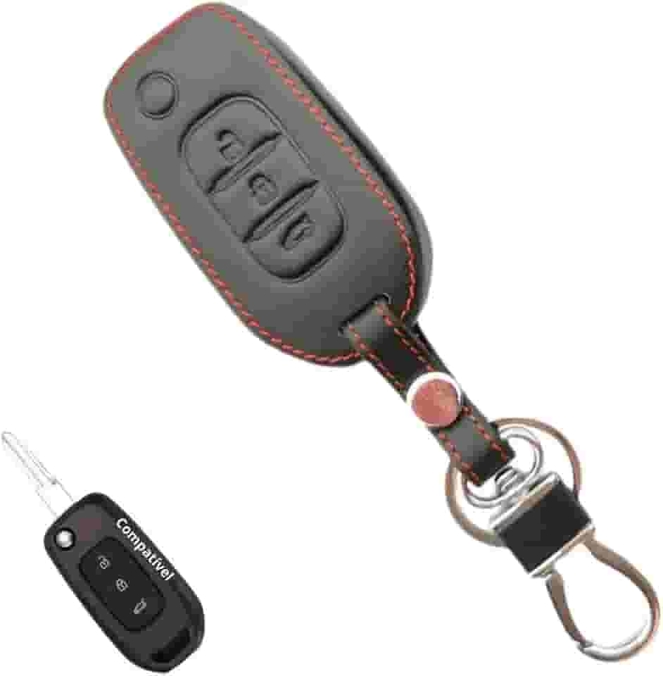 Capa em couro chave canivete 3 botões Duster oroch Sandero stepway Logan Kwid Captur