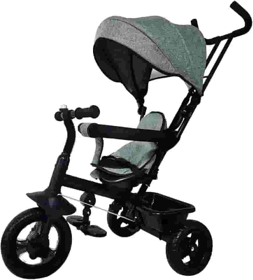 DM Toys Triciclo Infantil com Empurrador Divertido Preto e Cinza