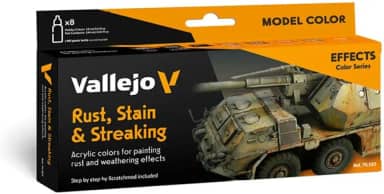 Vallejo - Model Color Effects Rust, Stains & Streaking Set | Modeling Acrylic Paints | 8 Bottles x 18 ml (0.60 fl.oz.)