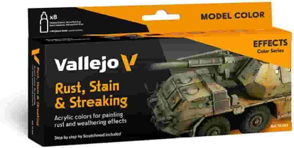 Vallejo - Model Color Effects Rust, Stains & Streaking Set | Modeling Acrylic Paints | 8 Bottles x 18 ml (0.60 fl.oz.)