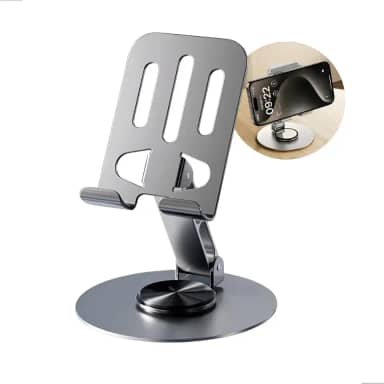 Suporte de Celular Mesa Premium Alumínio Dobrável Ajustável 360 Ergonômico Estável Antiderrapante Universal Smartphone Tablet