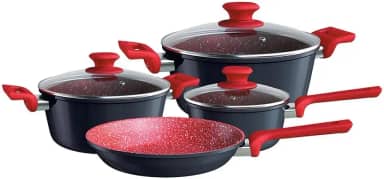 Euro Home - Conjunto de Panelas 4 peças de Alumínio com Antiaderente ColorStone Titânio - ALU8709-TI